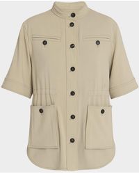 Ferragamo - Short-Sleeve Crepe Cotton Jacket - Lyst