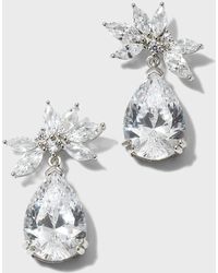 Golconda by Kenneth Jay Lane - Cluster Cubic Zirconia Earrings With Drop Pear, 6.0tcw - Lyst