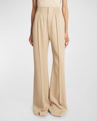 Chloé - Soft Wool Pleated Wide-Leg Trousers - Lyst