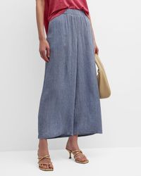 Eileen Fisher Silk Wide-leg Cropped Pants in White | Lyst