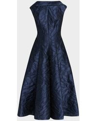 Talbot Runhof - Cap-Sleeve Abstract-Jacquard Midi Dress - Lyst