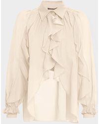 Alberta Ferretti - Ruffle High-Low Button-Down Blouse - Lyst