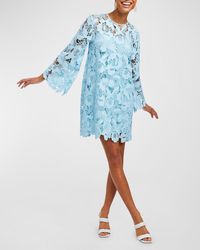 mestiza - Mira Flare-Sleeve Floral Lace Mini Shift Dress - Lyst