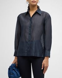 Peserico - Sheer Bead-Trim Button-Down Shirt - Lyst