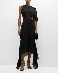 Stella McCartney - One-shoulder High-low Dress With Lace Detail - Lyst
