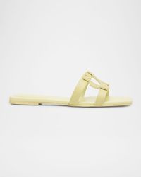 Jonathan Simkhai - Monogram Snake-Embossed Leather Flat Slide Sandals - Lyst