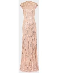 Jenny Packham - Ernest Crystal Sequined Cap-Sleeve Gown - Lyst
