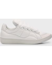 Lanvin - Curb Quilted Leather Jumbo-Lace Sneakers - Lyst