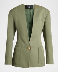 Balmain - 2-Pockets Cotton Single-Breasted Jacket - Lyst