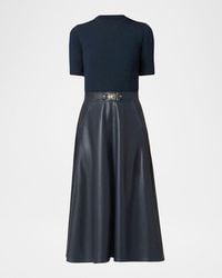 Shoshanna - Angela Rib Knit & Faux Leather Midi Dress - Lyst