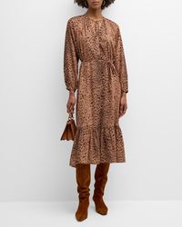 Brochu Walker - Sarai Animal-Print Flounce Midi Dress - Lyst