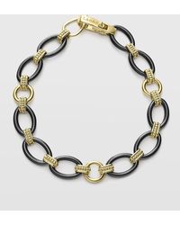 Lagos - Black Caviar Yellow Gold & Ceramic Oval-link Bracelet, Size 7" - Lyst