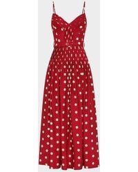 Nicholas - Mireille Belted Polka-Dot Linen-Blend Midi Dress - Lyst