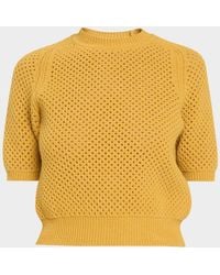 Ulla Johnson - Imara Open-Knit Short-Sleeve Merino Wool Sweater - Lyst