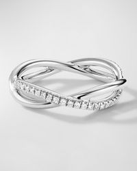 David Yurman - Dy Lanai Band Ring With Diamonds In Platinum, 4.18mm - Lyst