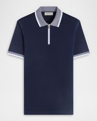 Bugatchi - Apos;S Tipped Knit-Trim Quarter-Zip Polo Shirt - Lyst