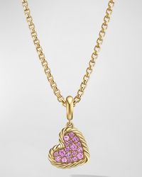 David Yurman Dy Elements Heart Pendant With Gemstones In 18k Gold, 12.6mm - Metallic