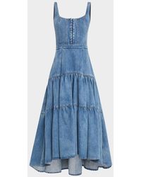 Alice + Olivia Diana Sleeveless Structured Midi Dress in