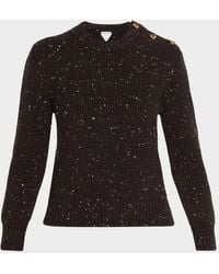 Bottega Veneta - Button-Shoulder Speckled Rib Crewneck Sweater - Lyst