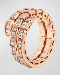 BVLGARI - Serpenti Viper 2-coil Ring In 18k Rose Gold And Diamonds, Eu 49 / Us 5 - Lyst