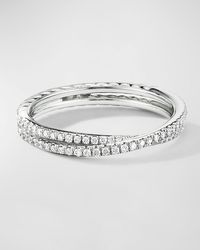 David Yurman - Dy Crossover Micro Pave Band Ring With Diamonds In Platinum, 3.14mm - Lyst