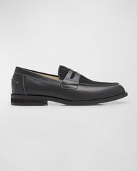 Duke & Dexter - Wilde Rattan And Leather Penny Loafers - Lyst