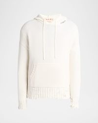 Marni - Distressed Knit Logo Hoodie - Lyst