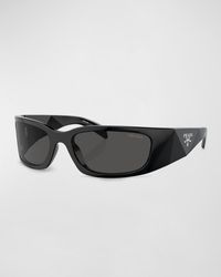 Prada - Logo Propionate & Plastic Wrap Sunglasses - Lyst