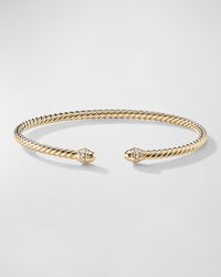 David Yurman - 3mm Cablespira Bracelet With Diamonds In 18k Gold - Lyst