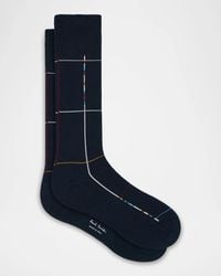 Paul Smith - Apos;S Signature Windowpane Stripe Crew Socks - Lyst