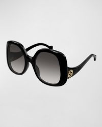 Gucci - GG Oversized Round Injection Plastic Sunglasses - Lyst