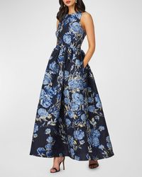 Shoshanna - Serra Sleeveless A-Line Floral Jacquard Gown - Lyst