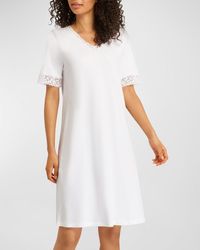 Hanro - Moments Short Sleeve Lace Cotton Nightgown - Lyst
