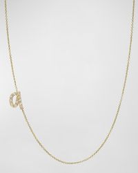 Zoe Lev - 14k Gold Diamond Mini Script Initial Pendant Necklace - Lyst