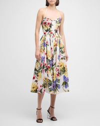 Dolce & Gabbana - Floral Print Poplin Halter Midi Dress - Lyst