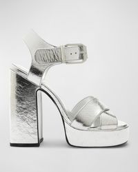 SCHUTZ SHOES - Penelope Metallic Ankle-Strap Platform Sandals - Lyst