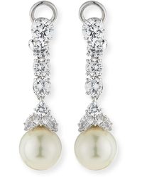 Fantasia by Deserio - 6 Tcw Cz & Simulated Pearl Long Drop Earrings - Lyst