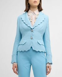 Maison Common - Scalloped Cotton-Blend Two-Button Tweed Jacket - Lyst