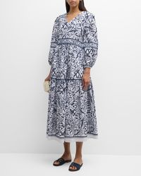 Misook - Eyelet Floral-Embroidered Cotton Midi Dress - Lyst