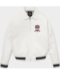 Avirex - Icon Logo Leather Bomber Jacket - Lyst