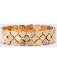 Chopard - Happy Hearts 18k Rose Gold Diamond 3-row Bracelet - Lyst