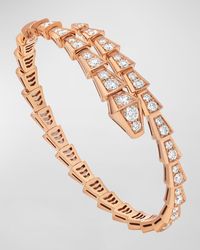 BVLGARI - Medium Rose Gold And Diamond Serpenti Viper Bracelet - Lyst