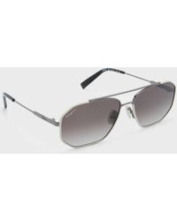Ferragamo - Metal And Leather Navigator Sunglasses - Lyst