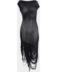 Ferragamo - Transparent Contrast Rib Knit Midi Dress - Lyst