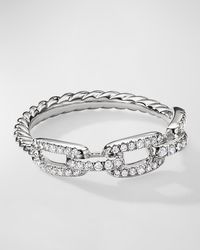 David Yurman - Stax Chain Link Ring With Diamonds In 18k White Gold, 4.5mm - Lyst
