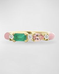 Stevie Wren - 14k Gold Emerald & Morganite Enamel Ring, Size 7 - Lyst