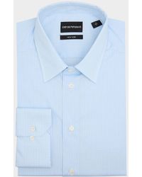 Emporio Armani - Cotton Stretch Micro-Check Dress Shirt - Lyst