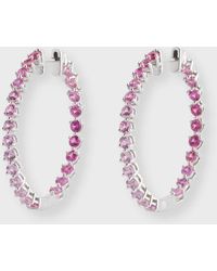 Lisa Nik - 18k White Gold Hinged Gradient Pink Sapphire Hoop Earrings - Lyst