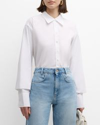 BITE STUDIOS - Crinkle Sleeve Pleated Collared Shirt - Lyst