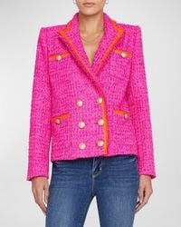 L'Agence - Alectra Neon Tweed Collared Jacket - Lyst